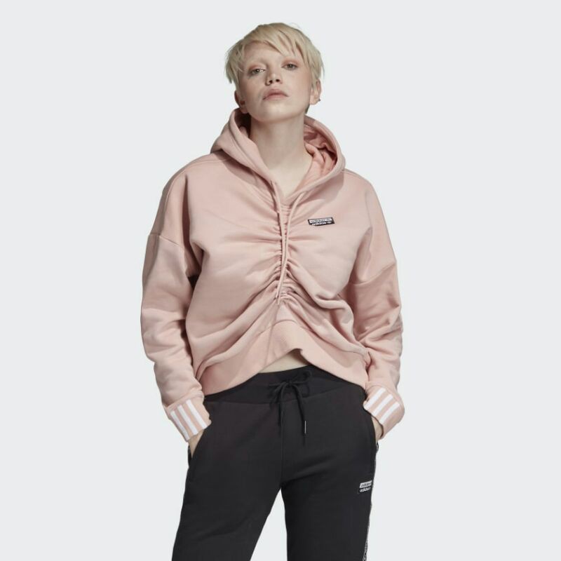 Adidas Ruched Hoodie Women Pink Spirit Originals
