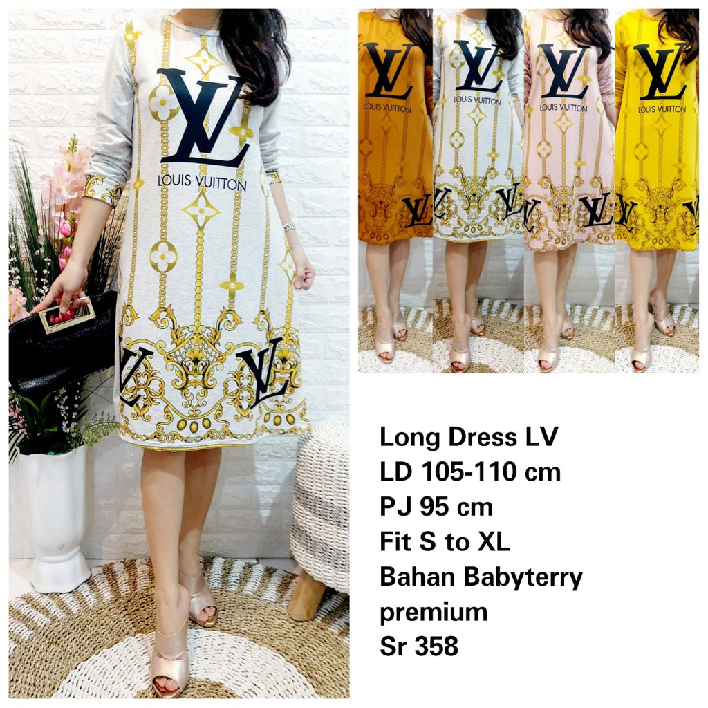 Long Dress LV Babyterry Premium Terlaris