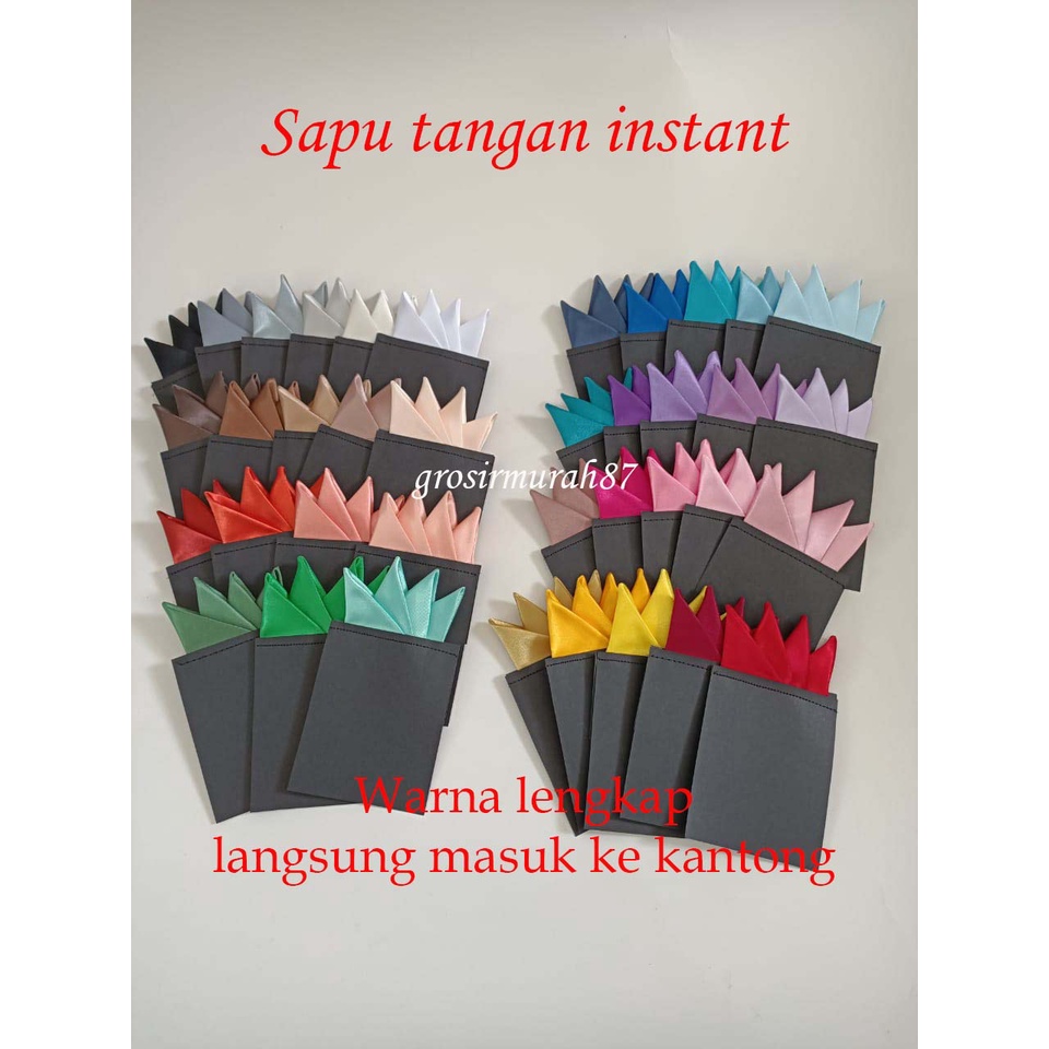 Pocket Square Fold Sapu Tangan Jas Terlipat Langsung siap Pakai instant grosir murah ready stok warna lengkap model 4 point