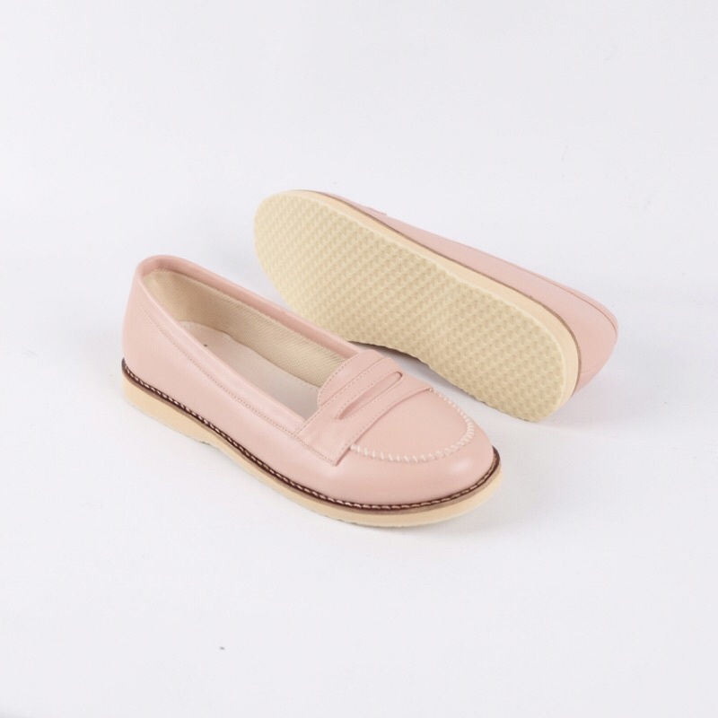 [SIAP KIRIM] BRShoes22 Pink Sepatu Kerja Casual Slip On Wanita