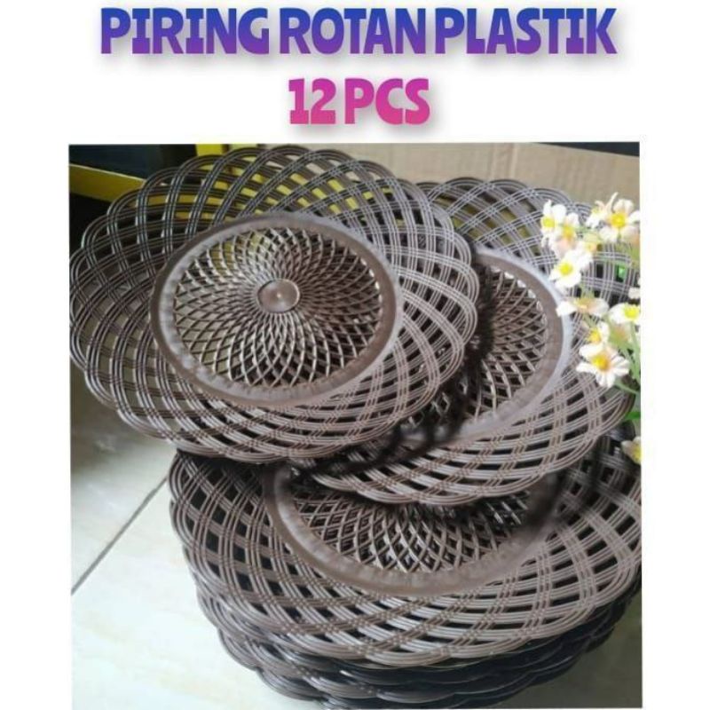 [12PCS] PIRING ROTAN / PIRING PLASTIK / PIRING