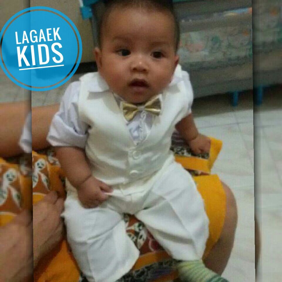 Setelan Vest Anak Laki Usia 5 6 7 Tahun Vest Putih Gading - Setelan Pesta Resmi Anak Cowok Broken White