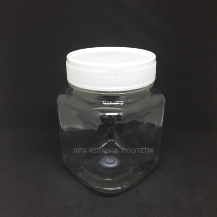Toples bumbu 200 ml = toples sambal = toples plastik slime - Putih model kotak