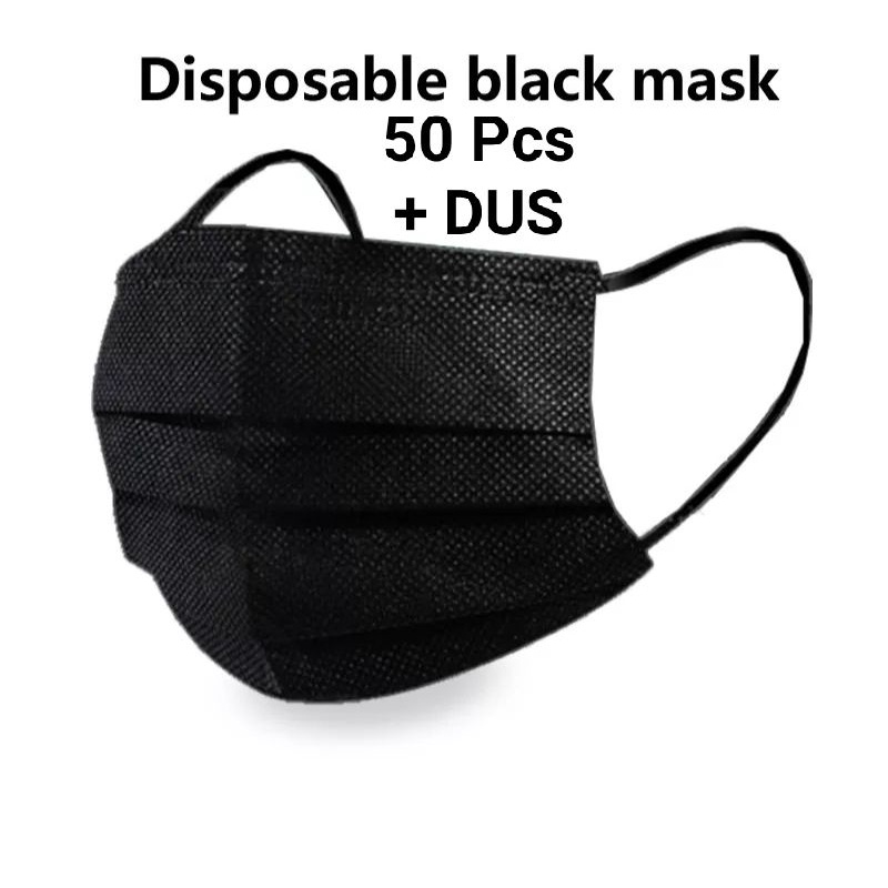 Masker 3ply Earloop box isi 50pcs hitam full