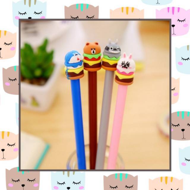 

GP027 BOLPEN PULPEN BURGER BROWN CONY TINTA GEL INK PEN NEEDLE BLACK HITAM 0.38MM LEIDIS STATIONARY