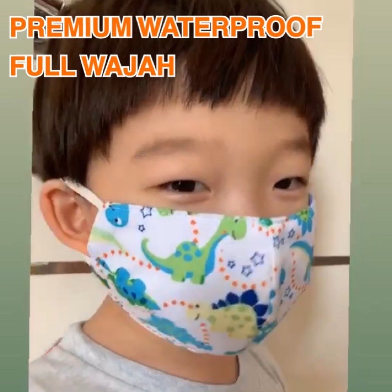 MASKER ANAK kain 3 ply / lapis waterproof &amp; non wp 2 ply Murah motif Termurah