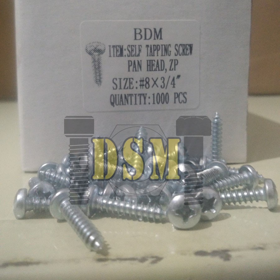 (100 PCS) Sekrup PH #8x3/4&quot; / Self Tapping Screw P+AB (2 CM)