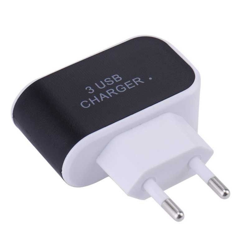 Adapter Travel Charger USB 3 Port 5V 3.1A EU Plug LED - EKA