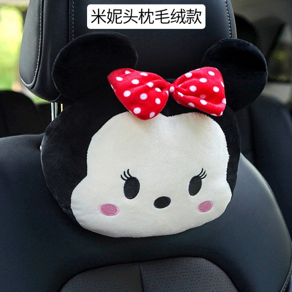 Bantal Sandaran Jok Mobil Kepala Leher Headrest Car Set DISNEY MICKEY MINNIE MOUSE Lucu