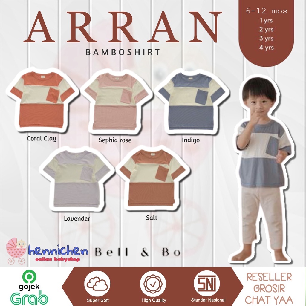 BELL AND BO ARRAN BAMBOO SHIRT KAOS ANAK UNISEX 6 BULAN - 4 TAHUN