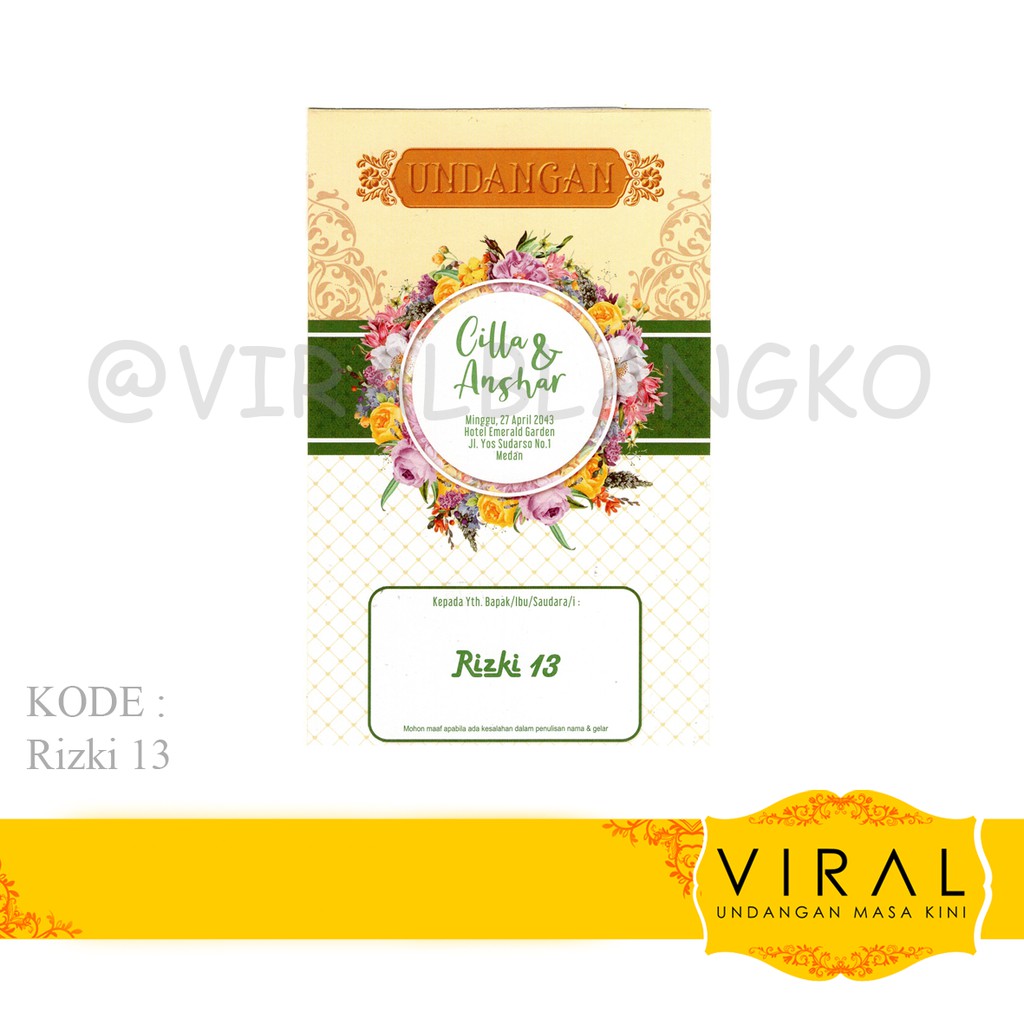 Blangko Undangan Rizki 13 Isi 100 Harga Murah
