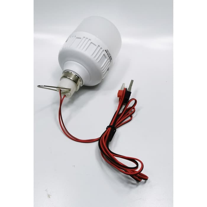 LAMPU AKI LED BULD DC 5 WATT BOHLAM 12V KABEL JEPIT ACCU CAHAYA PUTIH