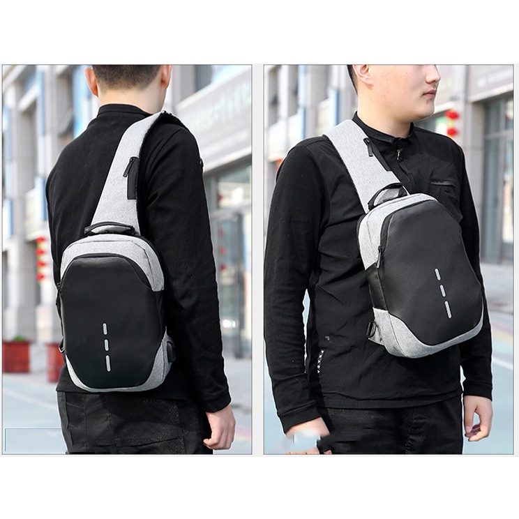 Tas Selempang Dingxinyizu HG1063 Sling Bag Cowok Chest Crossbody USB Port