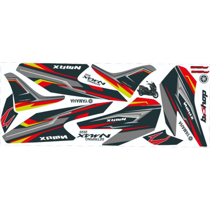 Striping NMAX 2020 Variasi sticker Grey lis merah