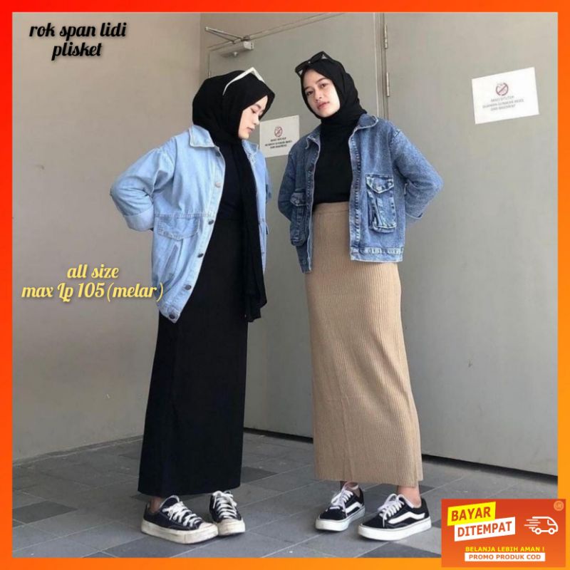 rok span lidi plisket wanita termurah