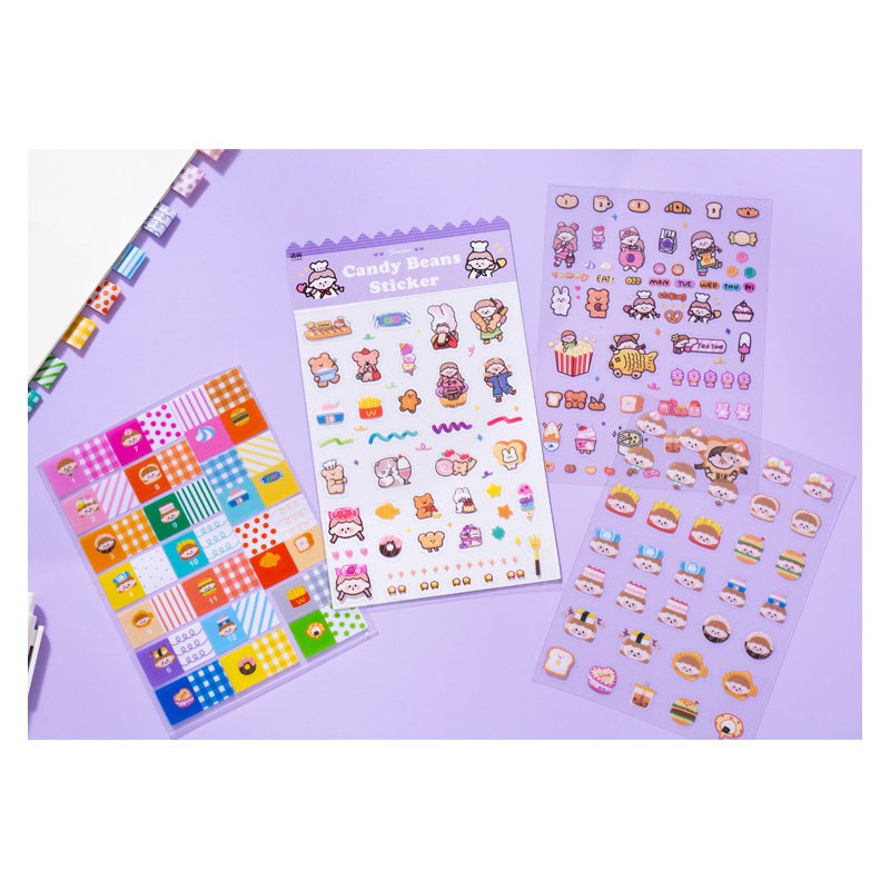 

Candy Beans Girl Diary Deco Stickers / Stiker Set Lucu