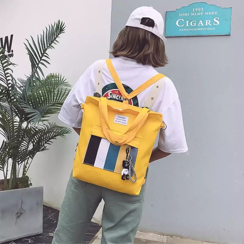 Totebag Wanita Resleting Kanvas Tote Bag Aesthetic Fashion Korea Murah