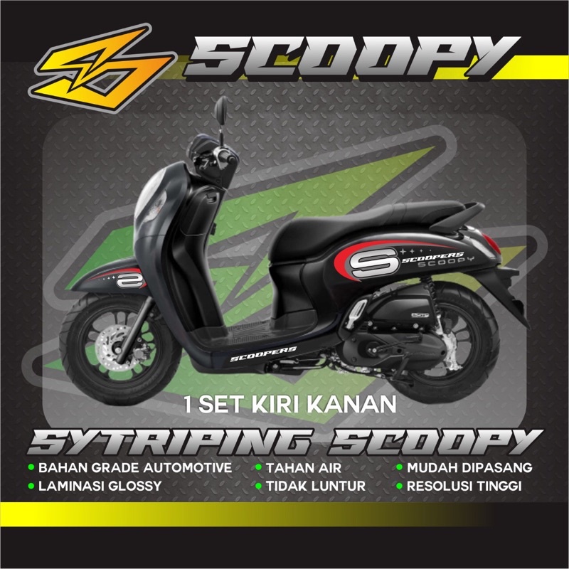 VARIASI SCOOPY MOTOR SCOOPY STRIPING VARIASI SIMPLELANCIP SIMPLE LIS MERAH