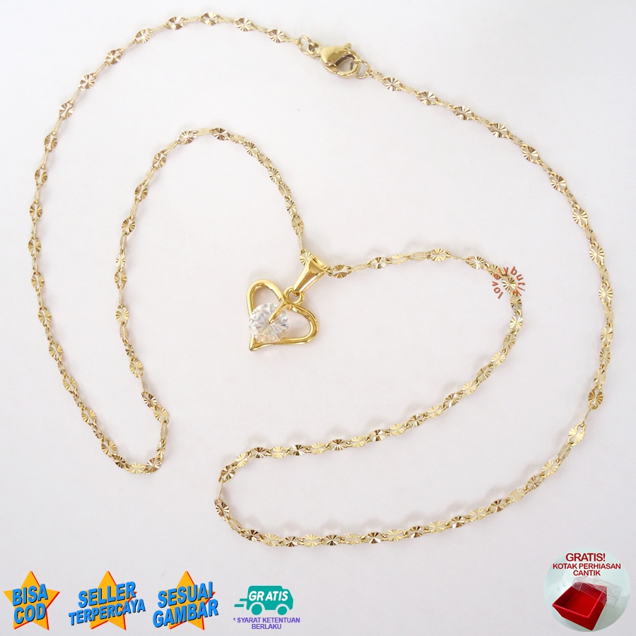 Lovelybutik Kalung Titanium Anti Karat Lun4 Kalung Wanita Titanium +Liontin Love Wing BONUS KOTAK