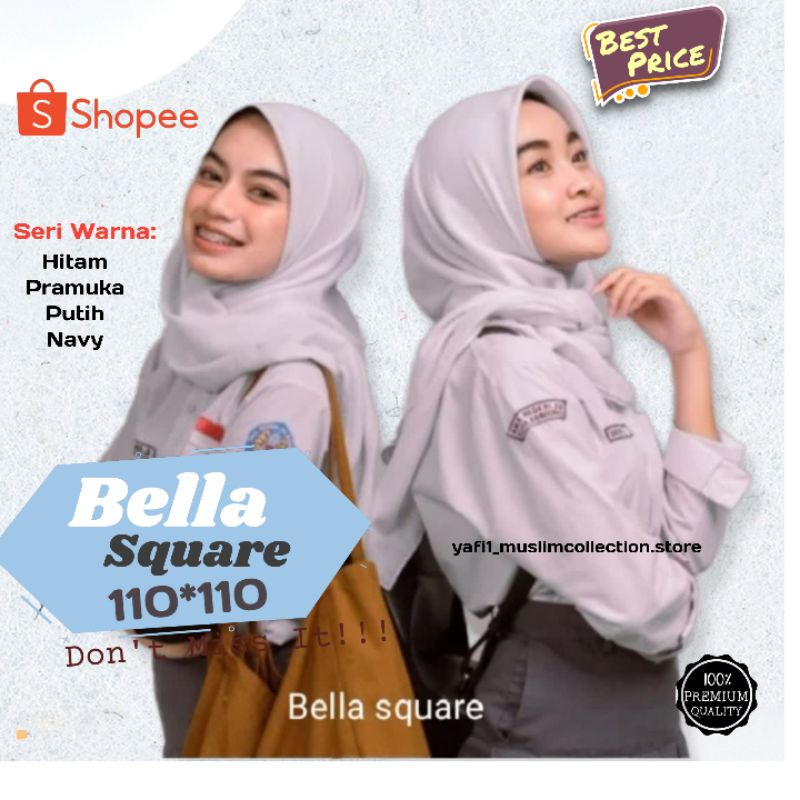 BELLA SQUARE PUTIH HIJAB SEGIEMPAT  ANAK SEKOLAH