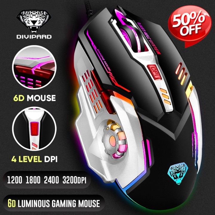 Mouse Gaming Divipard G402 3200 DPI Colorful Backlight