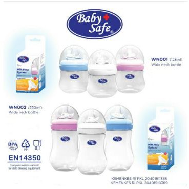 Babysafe Baby Safe Botol Susu Wide Neck 125 ml WN001 / 250 ml WN002