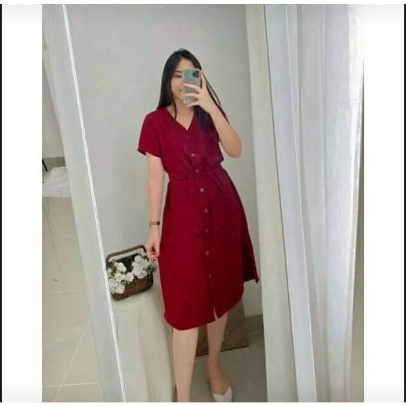 DRESS WANITA CASUAL PESTA LENGAN PENDEK DRES ANDIN IKATAN CINTA DRESS WANITA MODERN