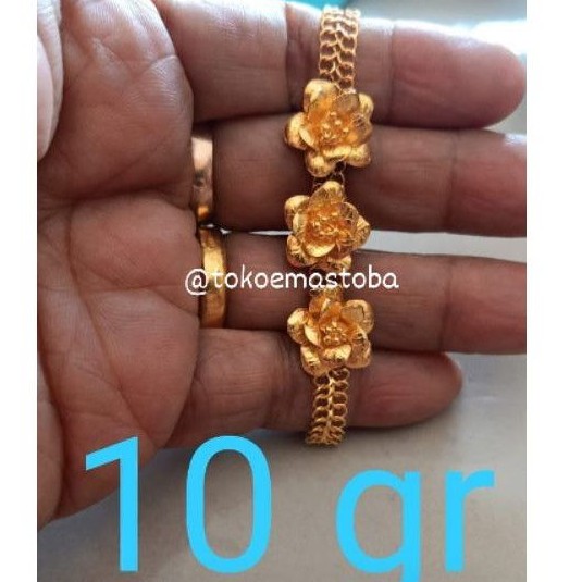 gelang emas mawar tiga emas 24 karat 10gram