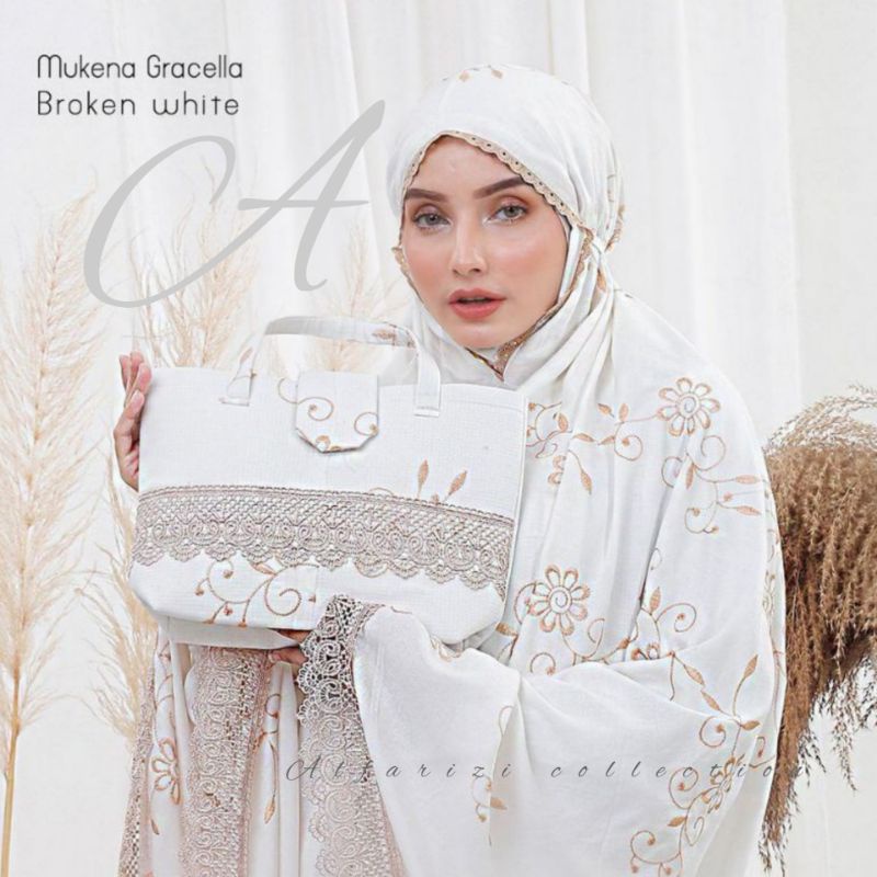 Mukena dewasa gracella bordir original free tas cantik