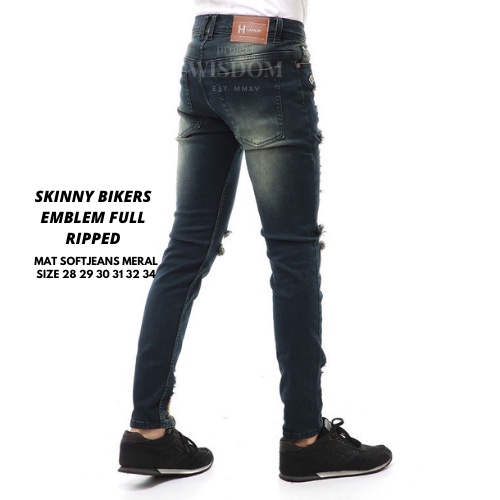 Wisdom Project - Celana Skinny Jeans Ripped Emblem Full Softjeans Stretch Melar Original denim