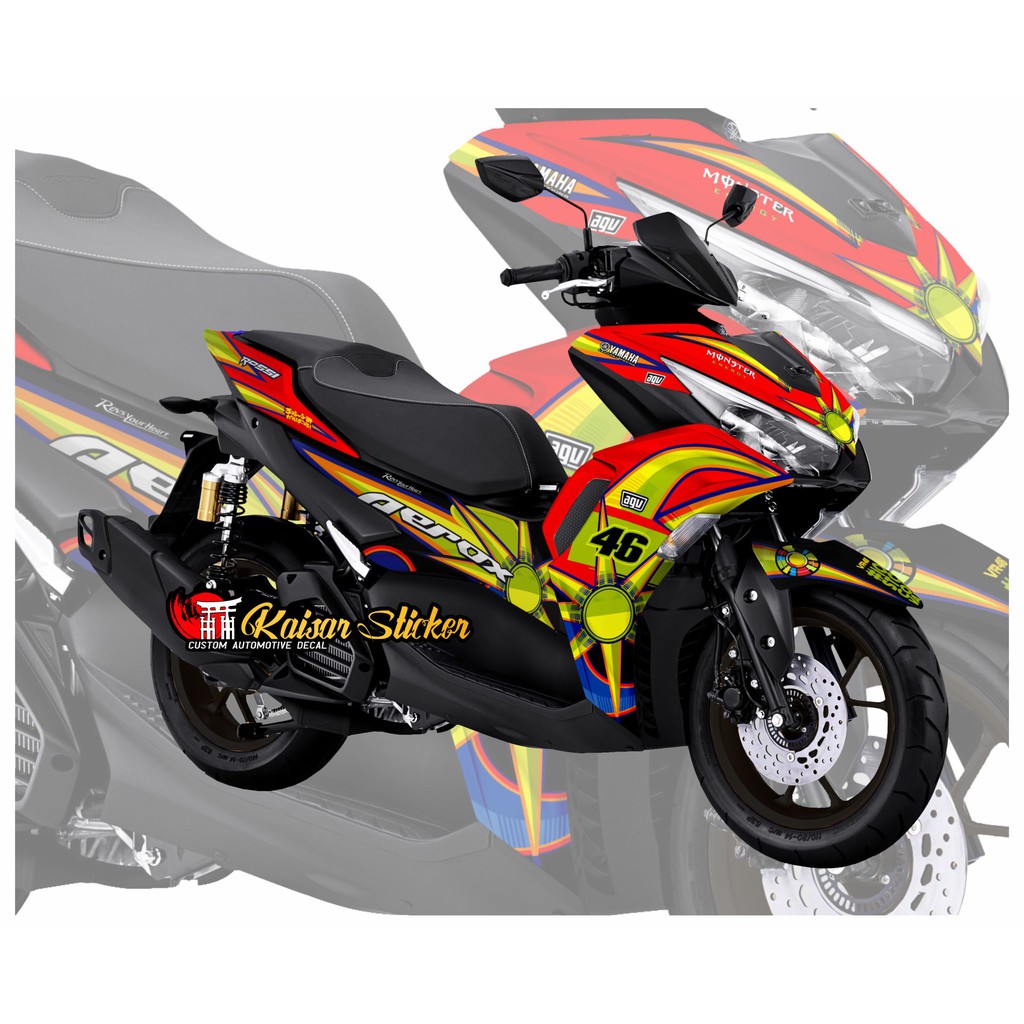 Decal Sticker Full Body Aerox 155 New 2021 Connected Grafis Merah Vr 46
