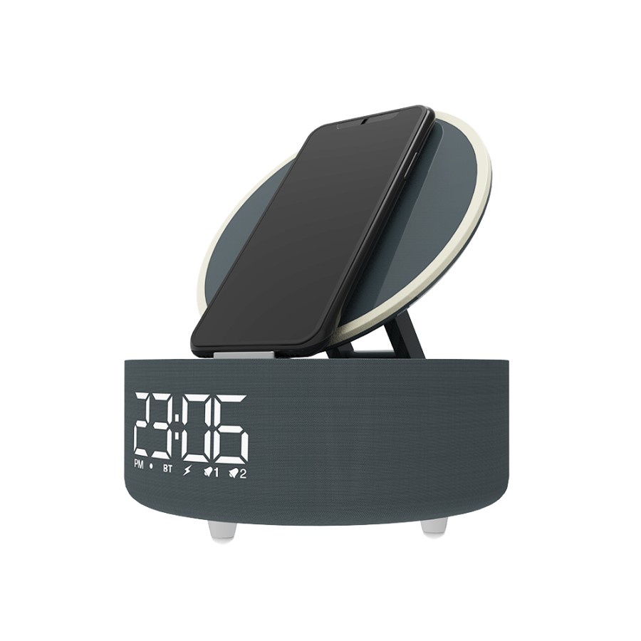 VIEWTEC W16 Qi Wireless Charger Bluetooth Speaker LED Lamp Time Clock