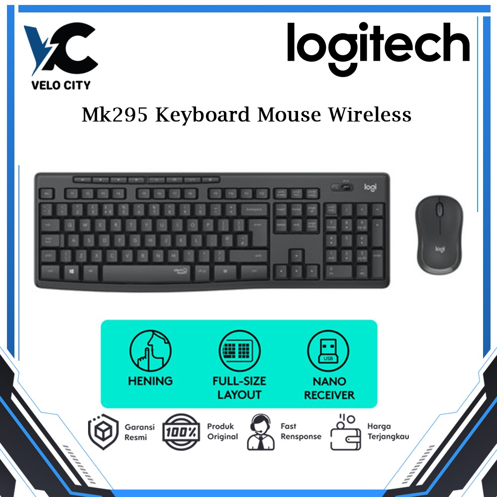 Logitech MK295 Silent Wireless Combo Keyboard and Mouse Original Garansi 1 Tahun