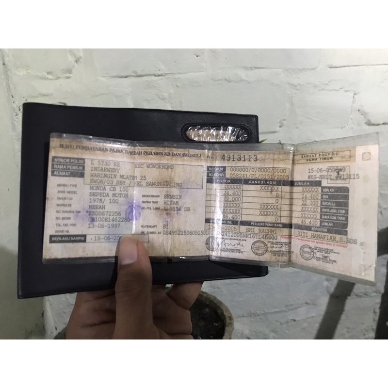 Surat dokumen CB100 thn 78 Merah Plat L