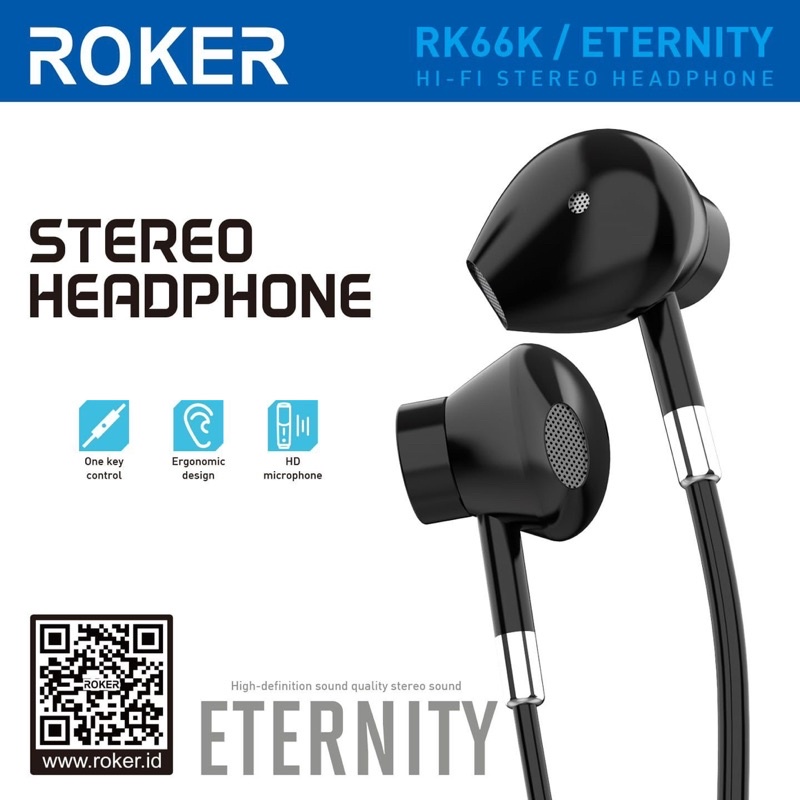 Grosir Handsfree Roker Eternity Stereo Earphone Roker Eternity