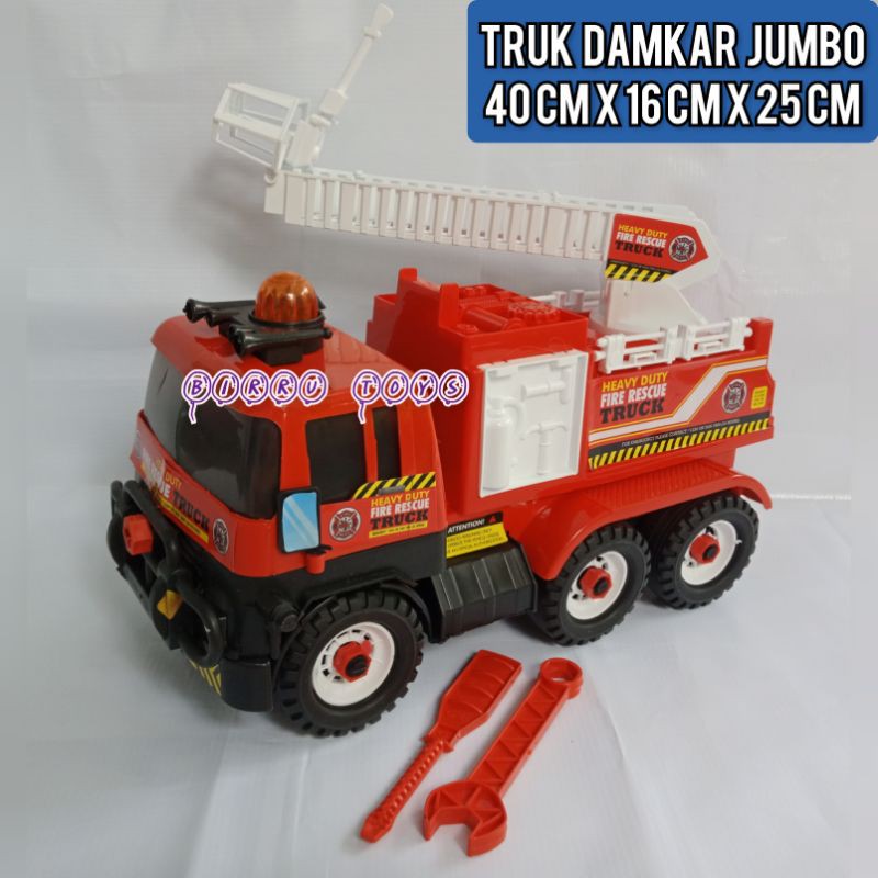 Mainan Truk Damkar Jumbo Besar Murah | Truk Pemadam Kebakaran (Gratis Obeng & Kunci Pas)