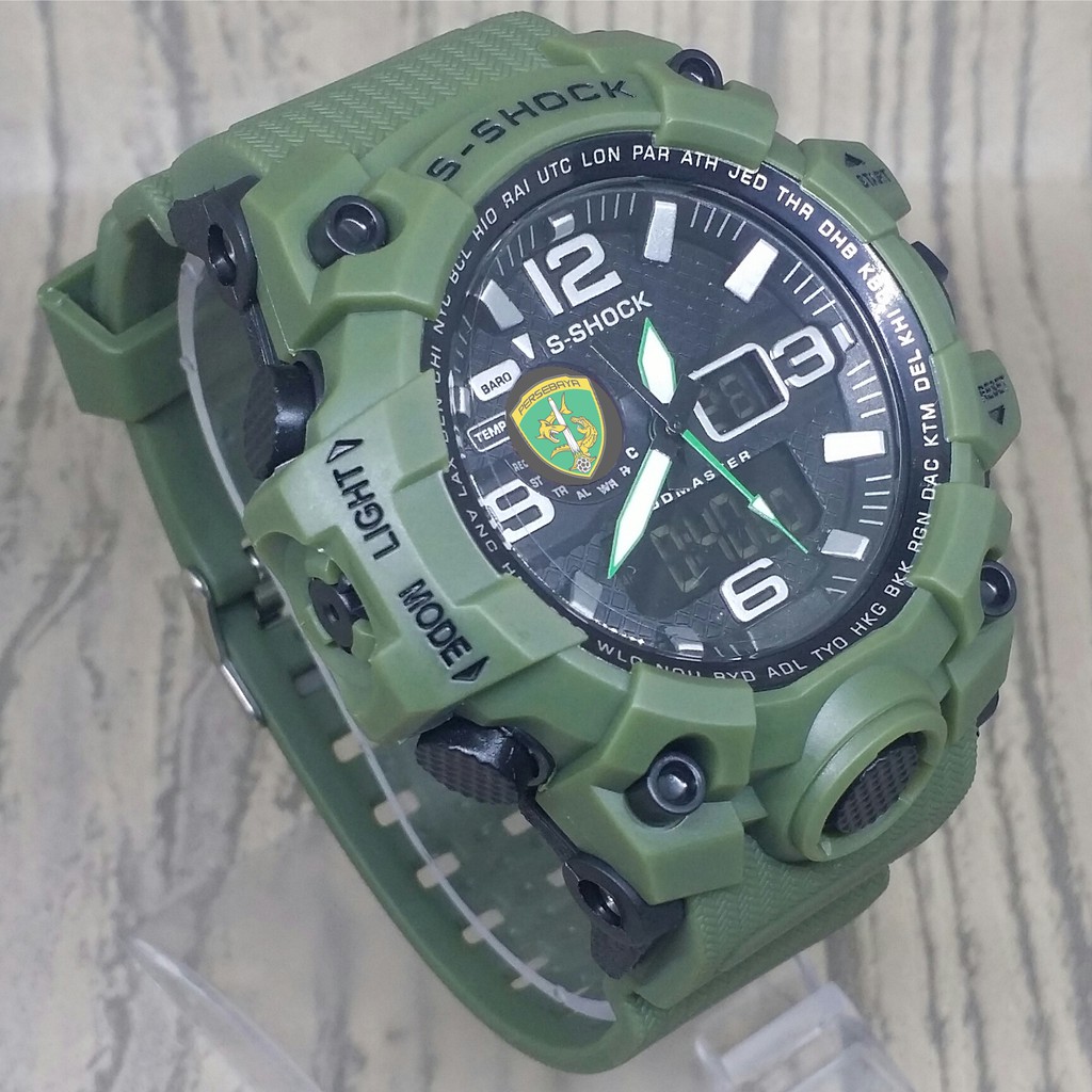 (EXCLUSIVE BOSSQUE) JAM TANGAN PERSEBAYA SURABAYA DUAL TIME - FULL HIJAU