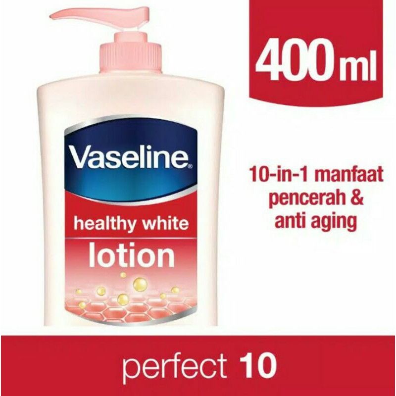 Vaseline Healthy Bright UV Extra Brightening|Perfect 10|SPF24 PA++ 400ml-Handbody Vaseline 100% Original