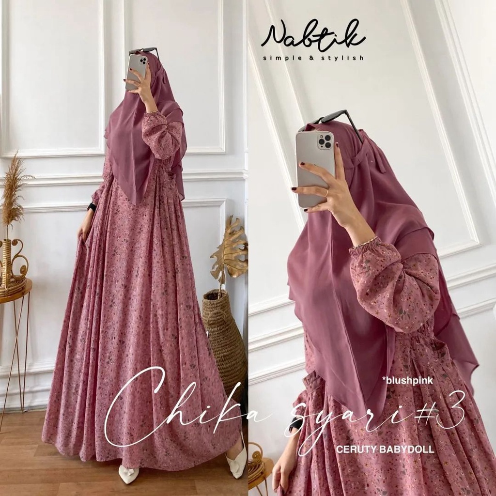 CHIKA SYARI/SYARI KEKINIAN/GAMIS SYARI TRENDY/GAMIS SYARI SIMPEL/GAMIS SYARI MURAH/GAMIS SYARI LEBARAN