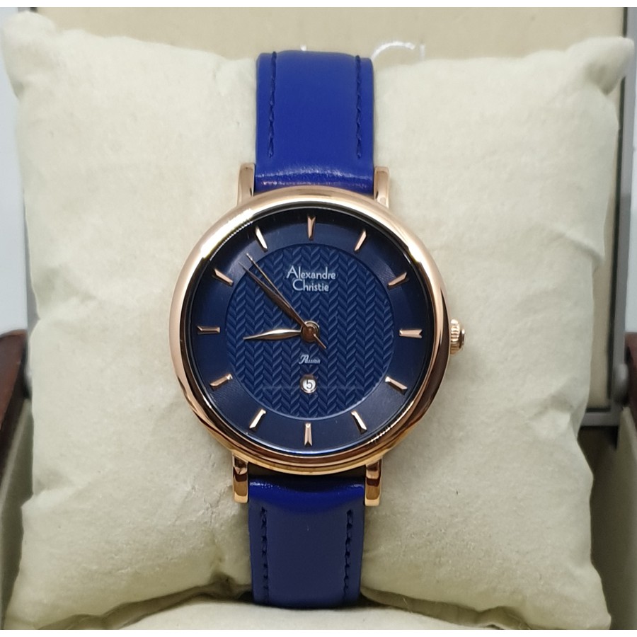 Alexandre Christie Ac2750 Rosegold Blue,Jam Tangan Wanita, Original,Jam Tangan Fashion Wanita