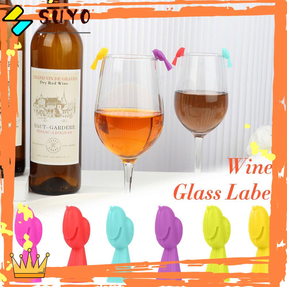 Suyo 6PCS Label Penanda Gelas Wine Bentuk Burung Kreatif