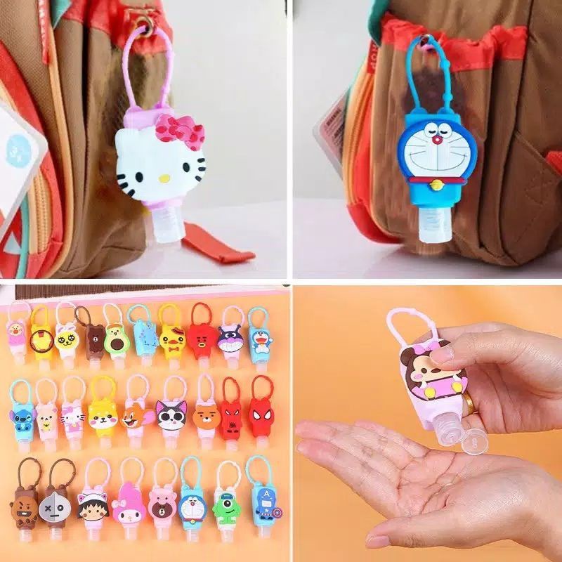 BFS034 Botol Handsanitizer Gantungan Fliptop Gel 30ML Karakter Lucu Isi Ulang Hand Sanitizer