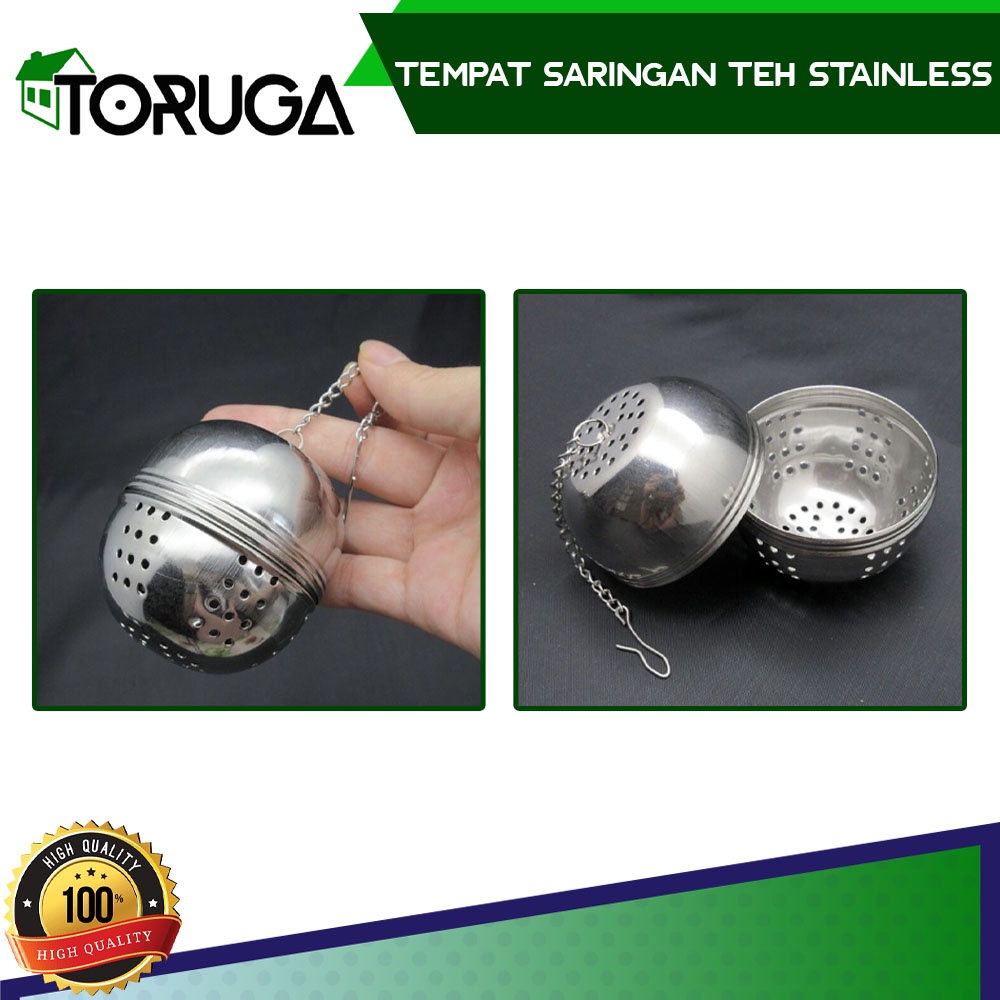 Tempat Teh Besi Stainless Wadah Saringan Teh Bulat Infuser Tea Strainer