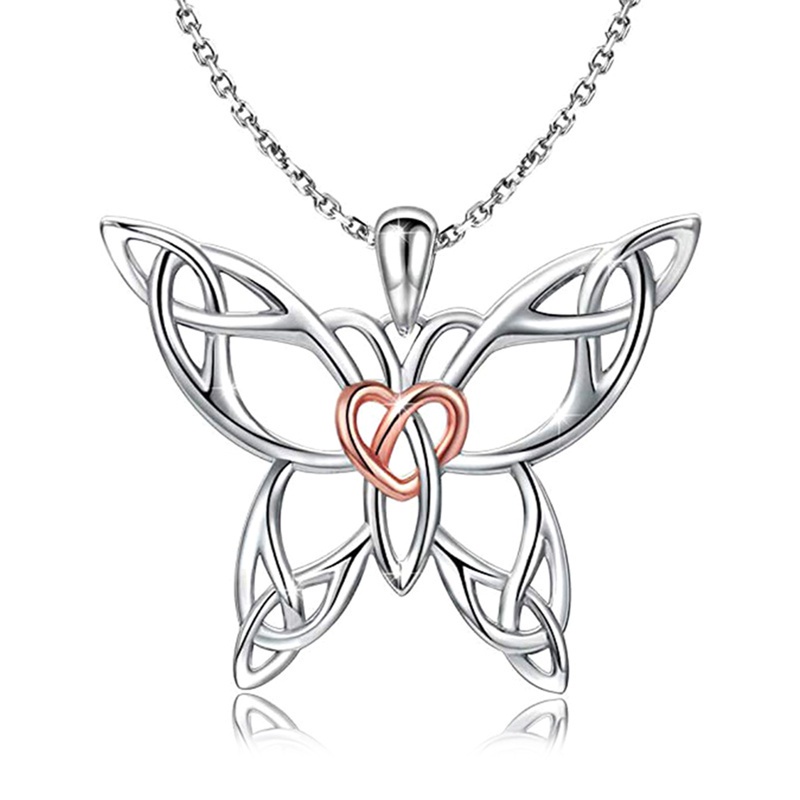 Fancyqube Kalung Sterling Silver Model Butterfly Heart Celtic Untuk Wanita