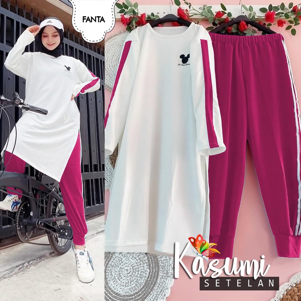 SET CELANA KASUMI, BABYTERRY, GAMIS HIJAB MUSLIM, SETELAN OLAHRAGA, 2 UKURAN