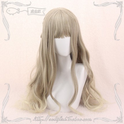 LOL-148 wig rambut palsu daily lolita korea kpop cosplay panjang wavy ash linen