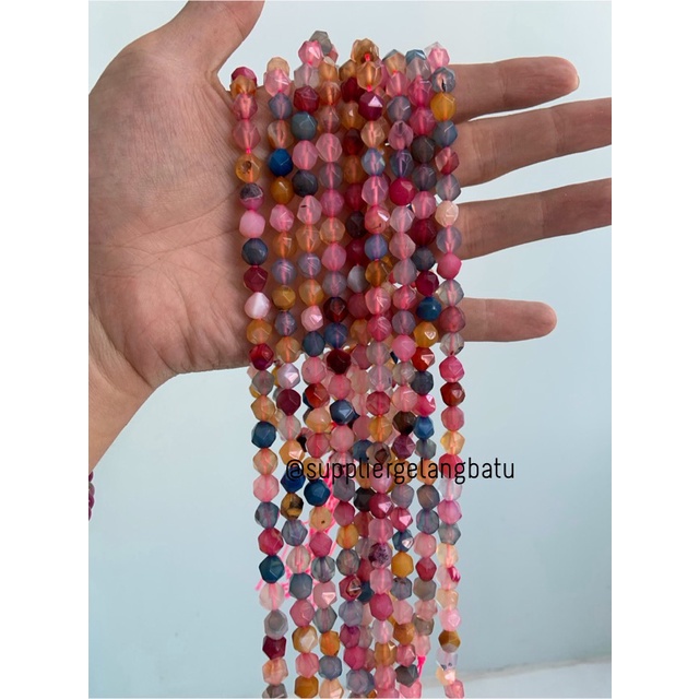 batu faceted hexagon Stone 8mm candy onyx multicolour obsidian rainbow