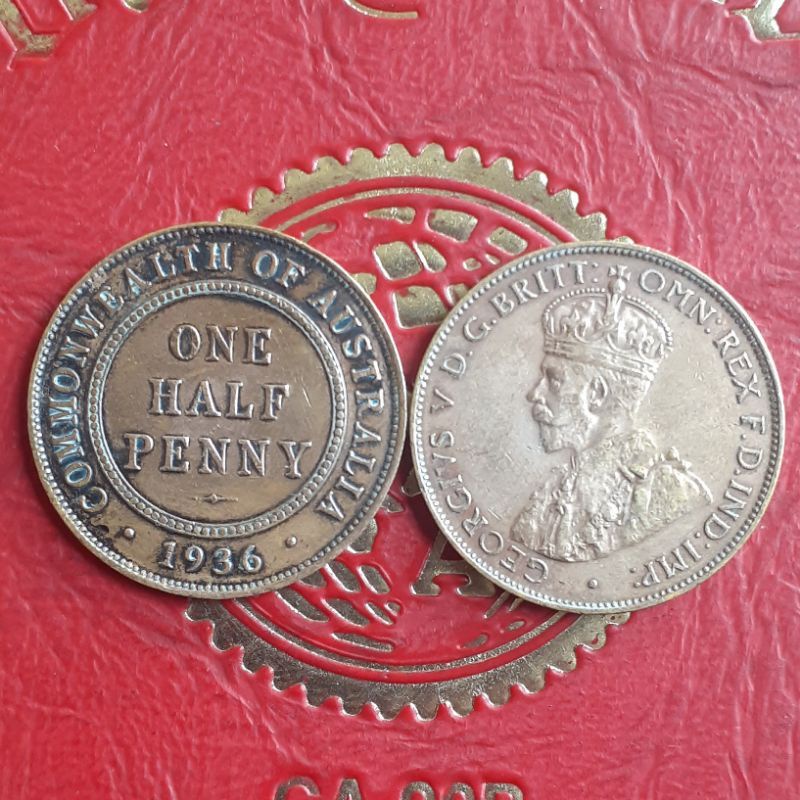 koin kuno asing australia one half penny heorgivs V langka