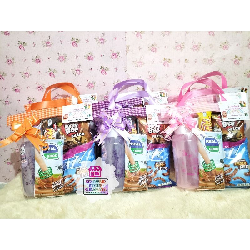 Paket ultah botol minum || Snack ultah surabaya || Souvenir botol fliptop