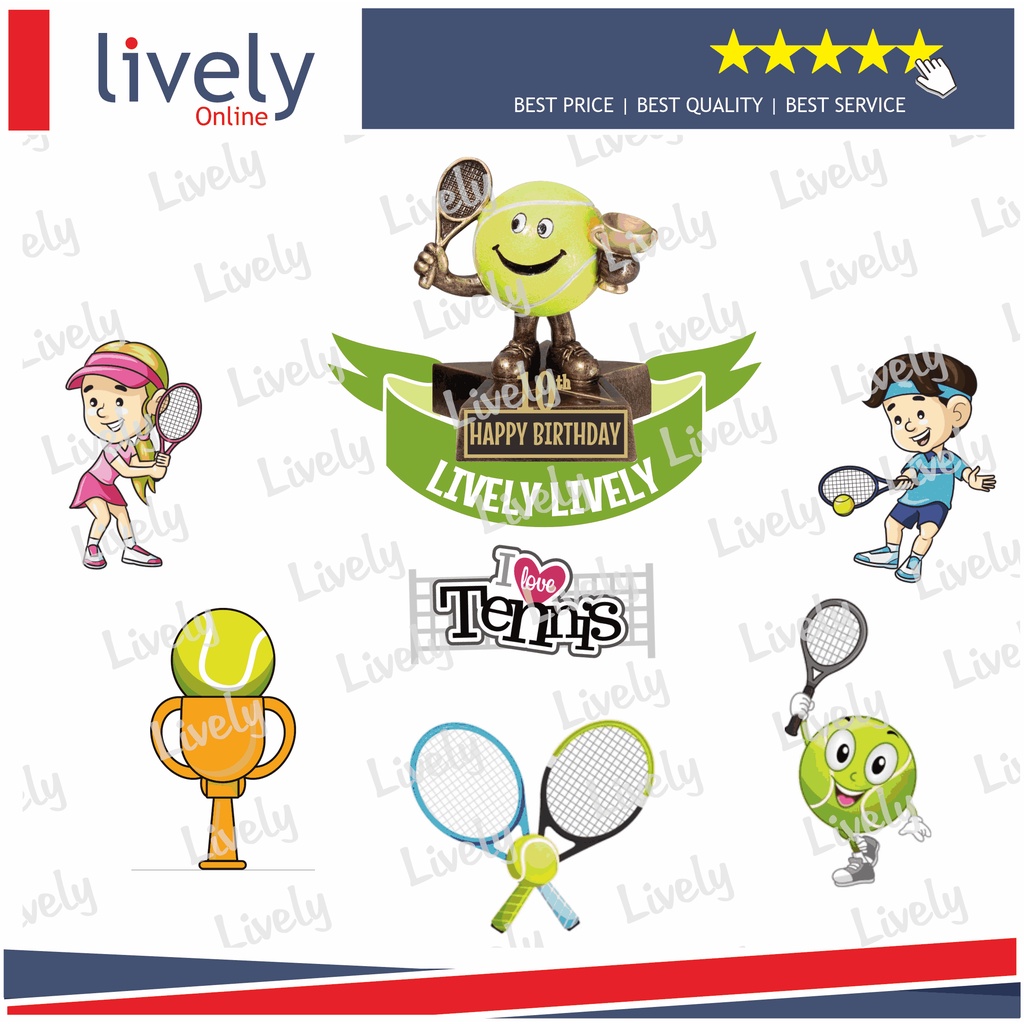 CUSTOM NAMA CAKE TOPPER KARAKTER TENNIS 02 HIASAN KUE ULANG TAHUN HAPPY BIRTHDAY